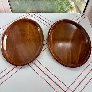 Vintage West Germany Melamine Wood Grain Trays MCM  Serving  Platters Set of 2